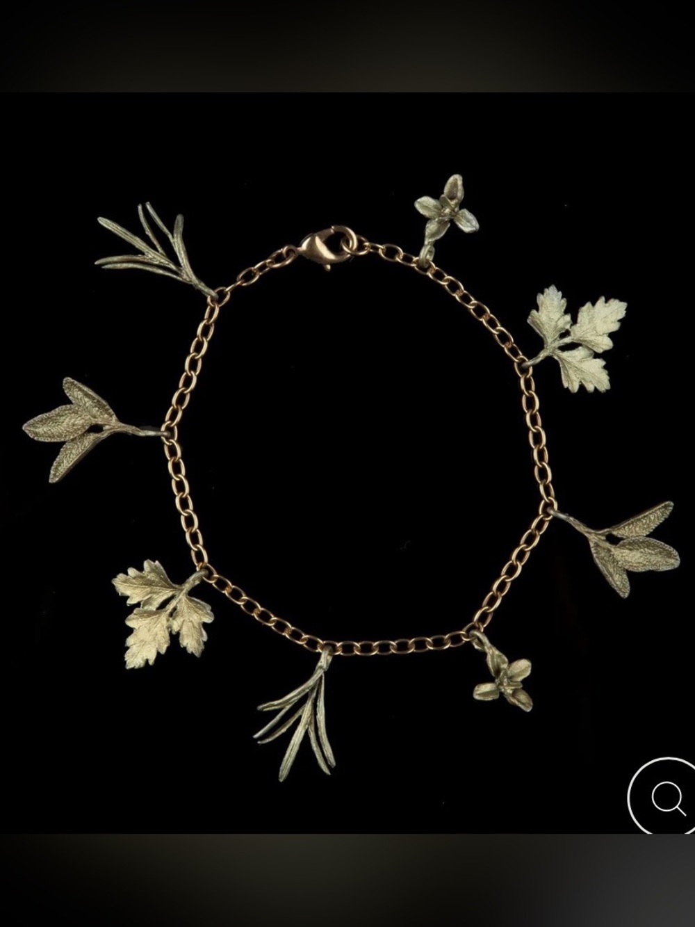 Antique Brass Botanical Charm Bracelet